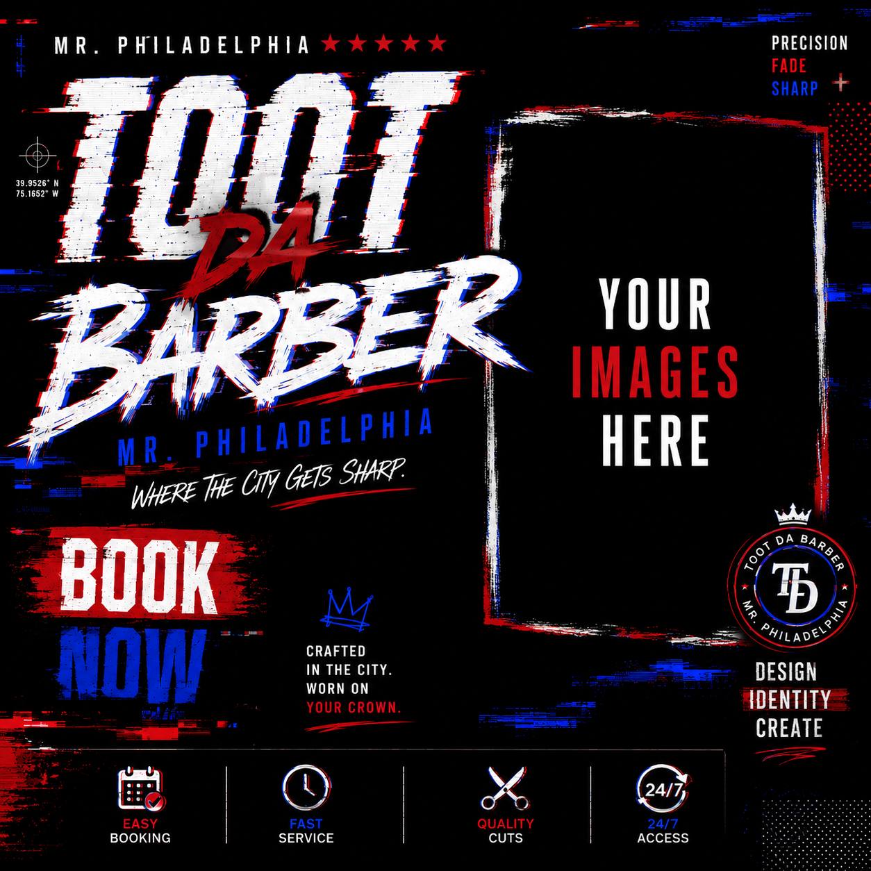 Toot Da Barber booking flyer template preview